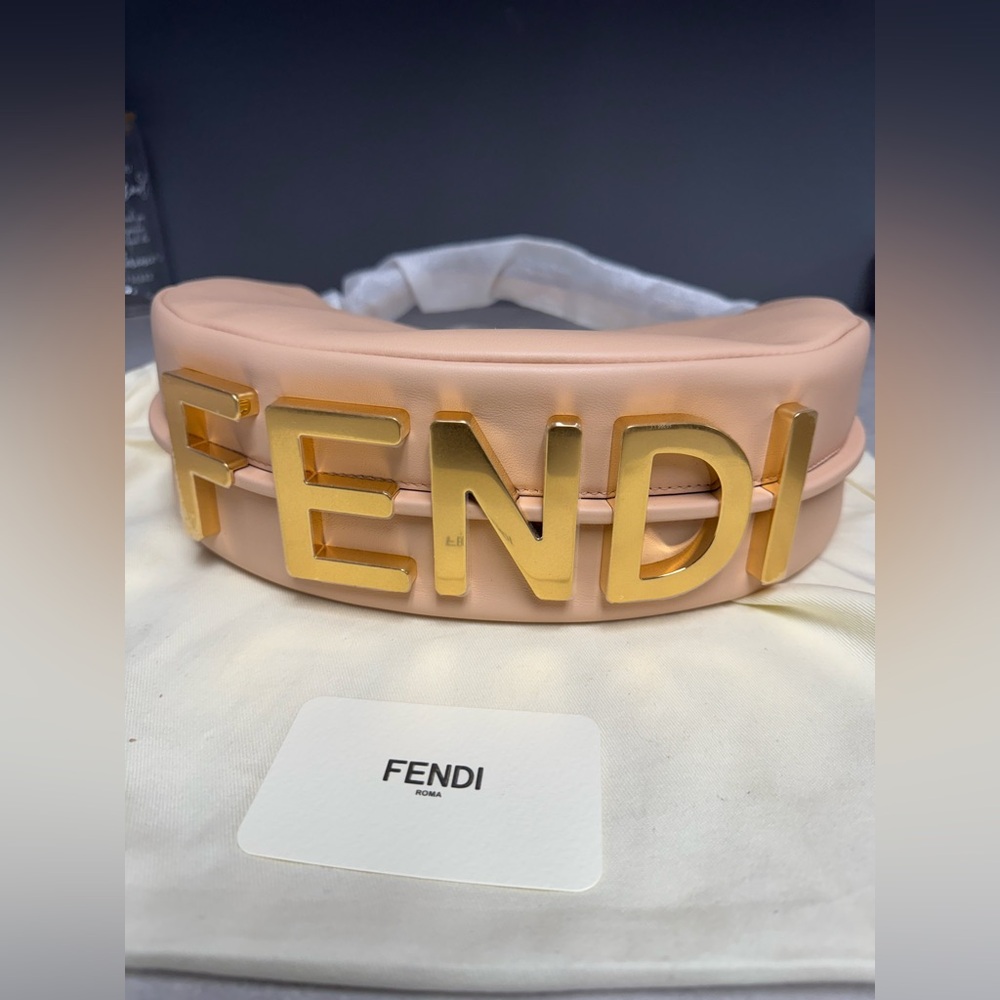 NWT- Fendi Pale Pink Leather Fendigraphy small hobo bag